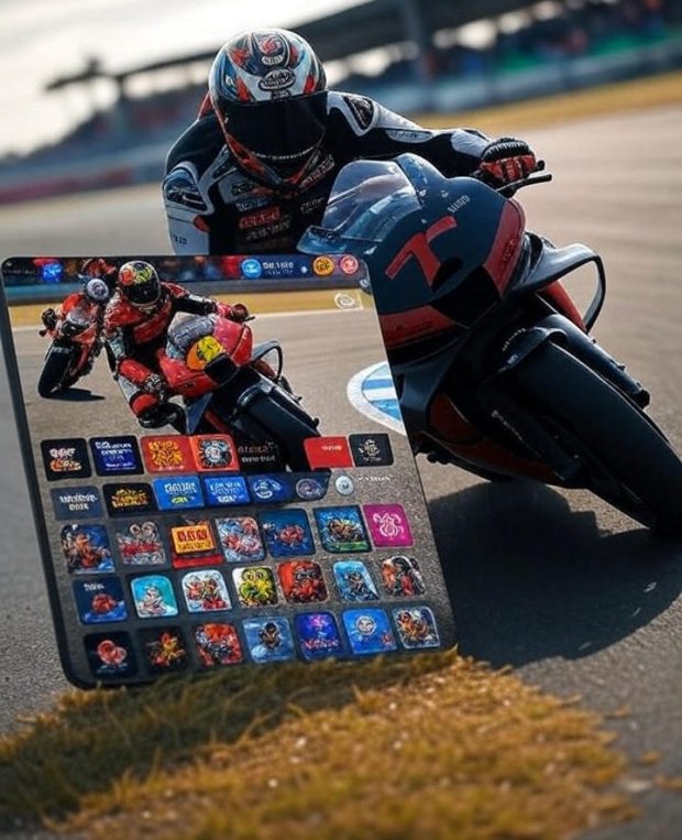 MotoGP rider leaning into a turn